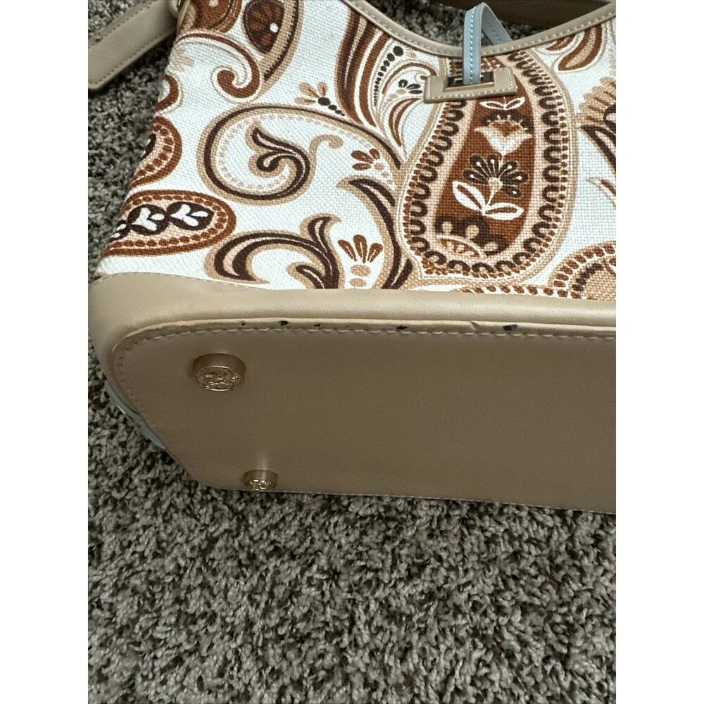 Spartina 449 Tapestry And Leather Bucket Bag Shoulder Purse